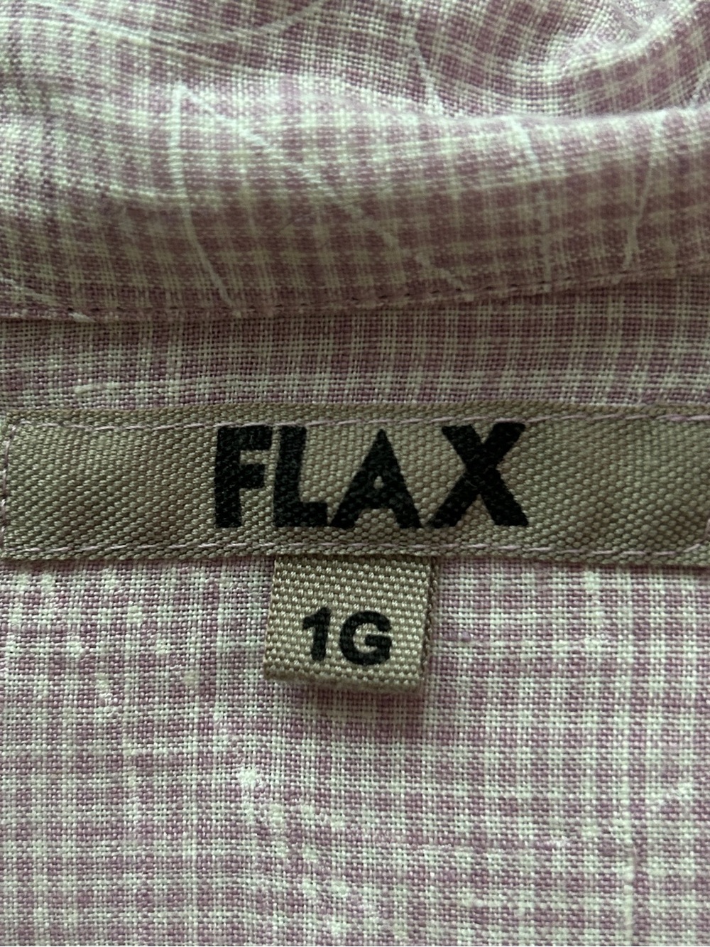 FLAX 100% Linen Pink Lavender Leaf Print Button Front Top Size 1G XL - Picture 6 of 8